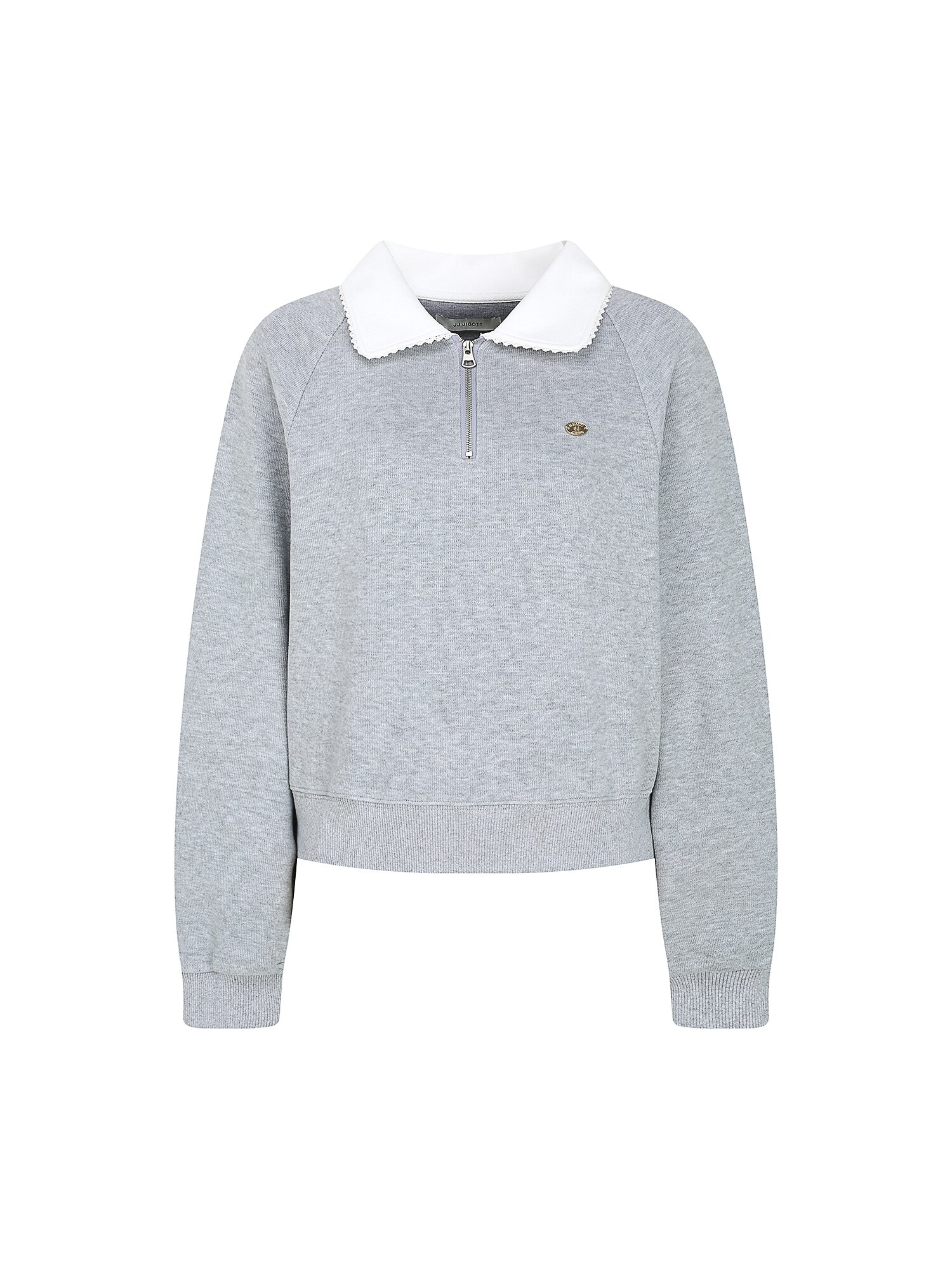 배색 칼라 집업 스웨트셔츠 (GREY)