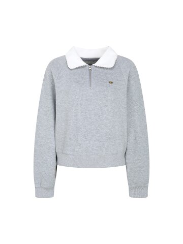 배색 칼라 집업 스웨트셔츠 