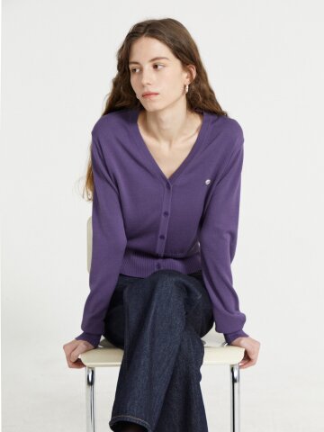 와이드 리브 브이넥 가디건 