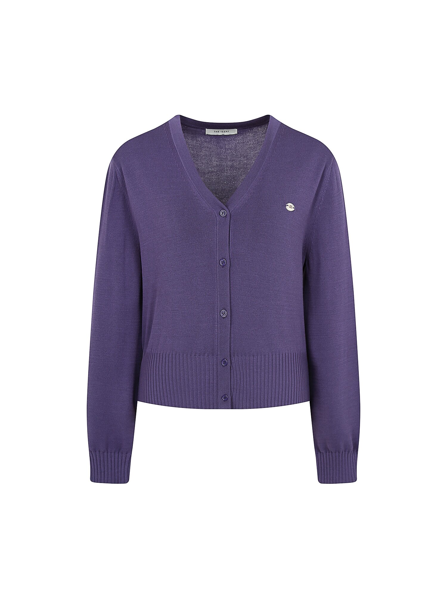 와이드 리브 브이넥 가디건 (PURPLE)