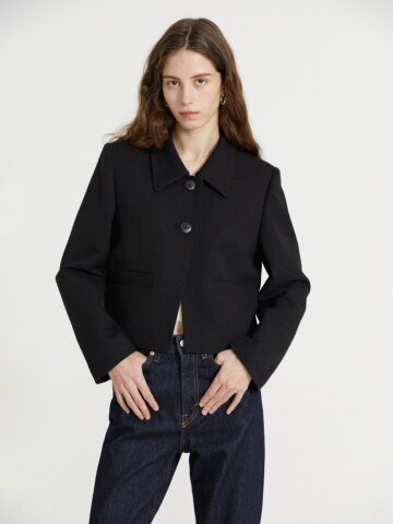 칼라 투버튼 크롭 재킷 