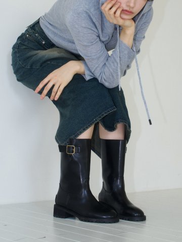 클래식 버클 라운드 하프 미들부츠 S24W518bk_black