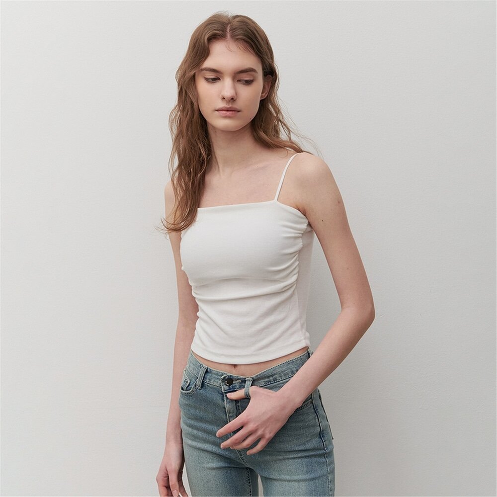 [카미노] SHIRRING CAP SLEEVELESS WHITE