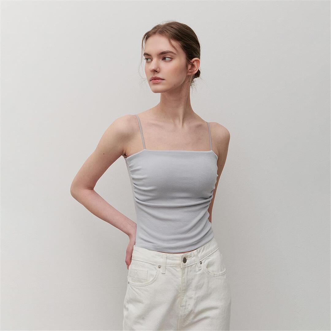 [카미노] SHIRRING CAP SLEEVELESS LIGHT GRAY