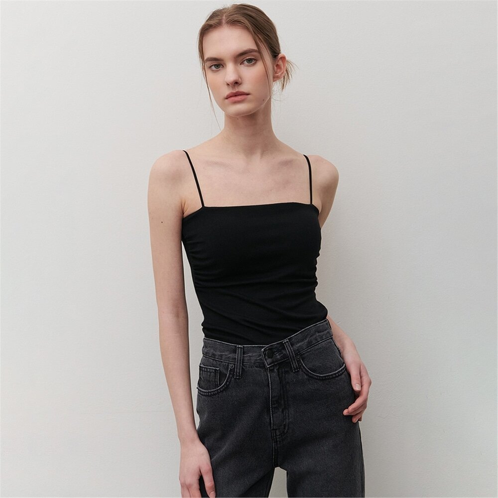 [카미노] SHIRRING CAP SLEEVELESS BLACK