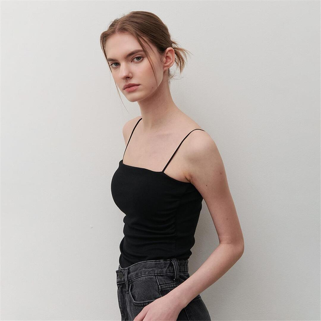 [카미노] SHIRRING CAP SLEEVELESS BLACK