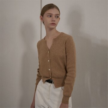 [카미노] SLIT RIBBED KNIT CARDIGAN BEIGE