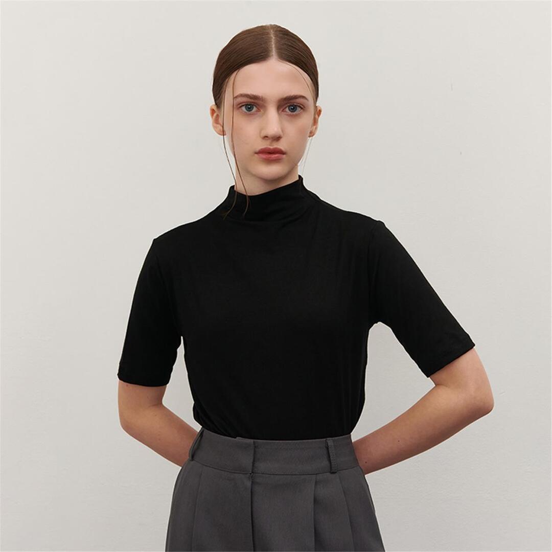 [카미노] HALF TURTLE NECK T-SHIRT BLACK