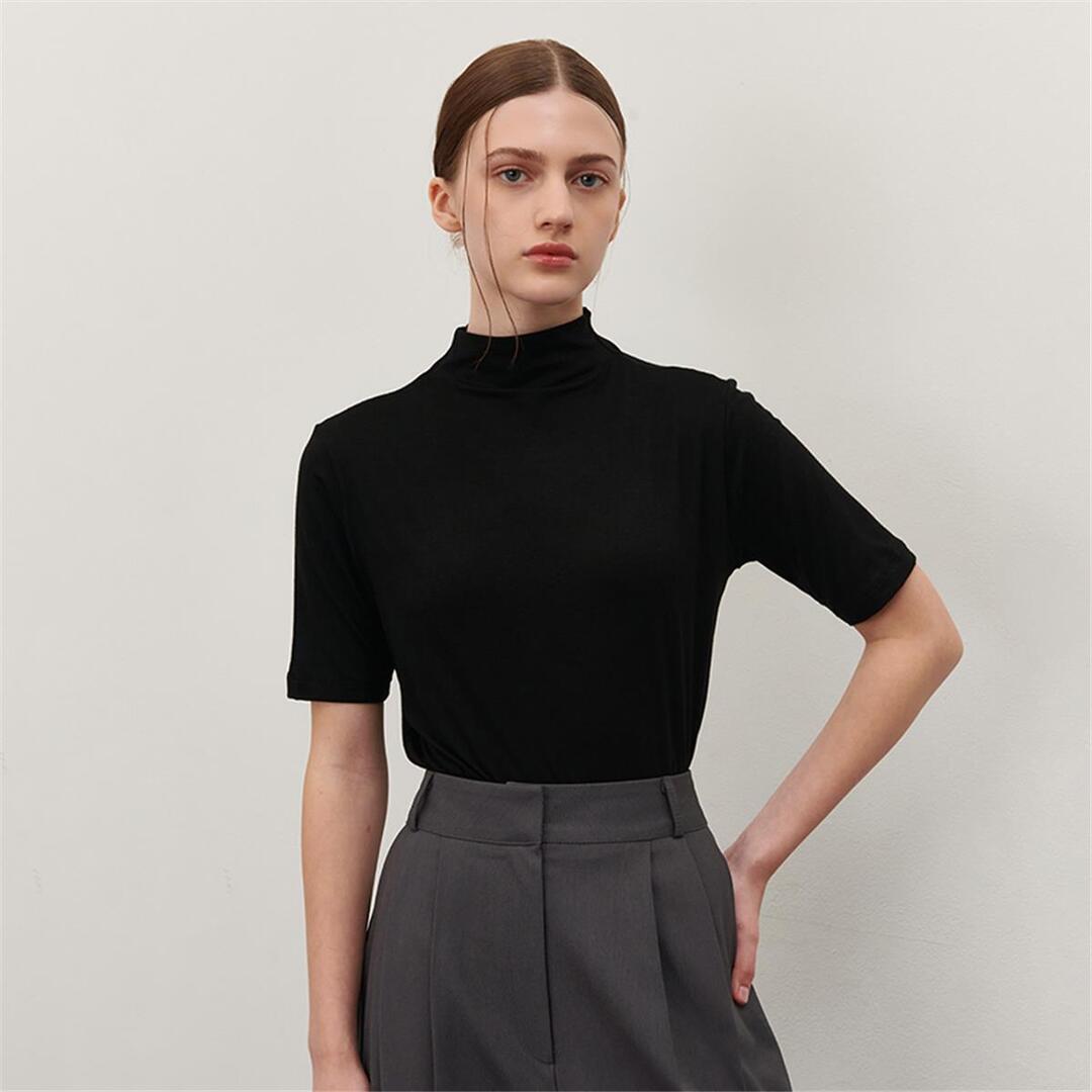 [카미노] HALF TURTLE NECK T-SHIRT BLACK