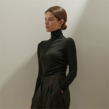 [카미노] WOOL TURTLENECK T-SHIRT BLACK