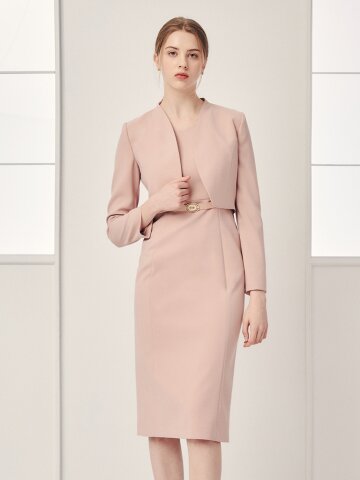 하트넥 H라인 원피스 +재킷 세트 