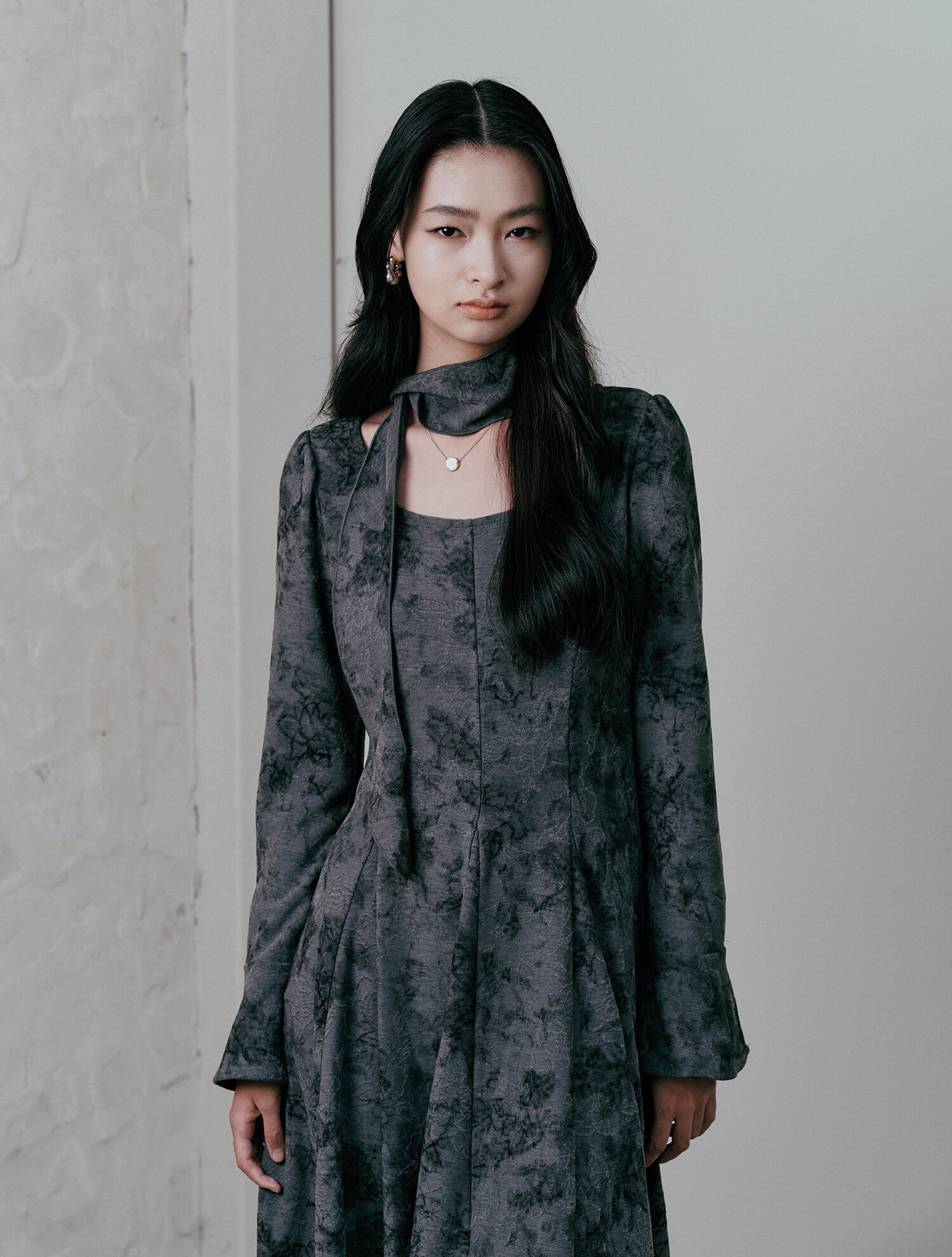 IT_Floral long dress_GRAY