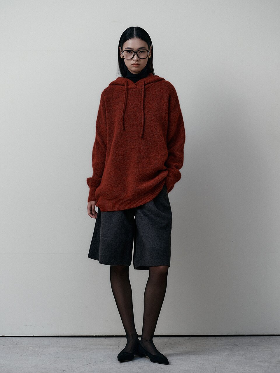 BA_Hoodie knit sweater_RED