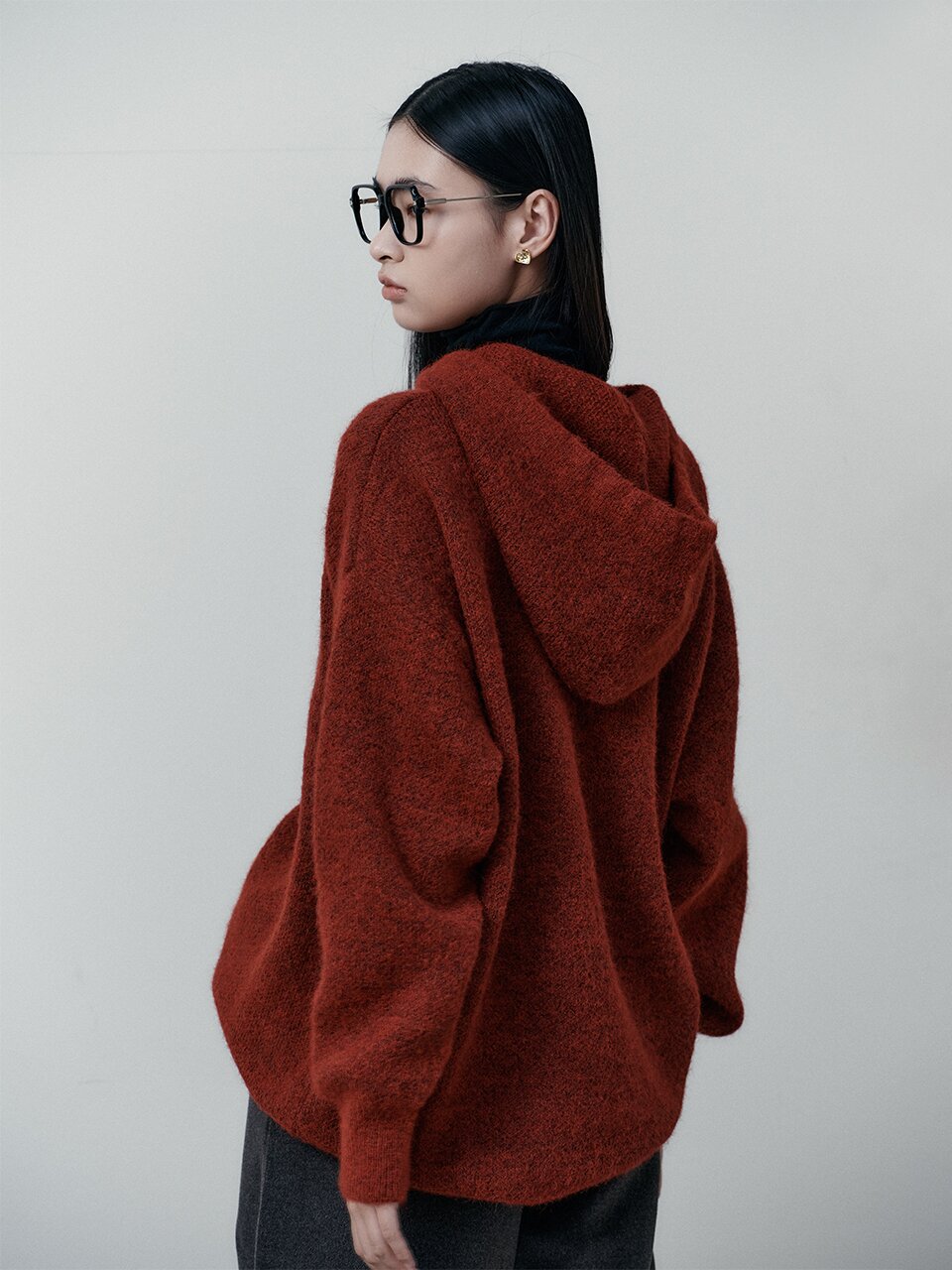 BA_Hoodie knit sweater_RED