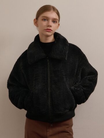 [카미노] ECO FUR REVERSIBLE JUMPER BLACK