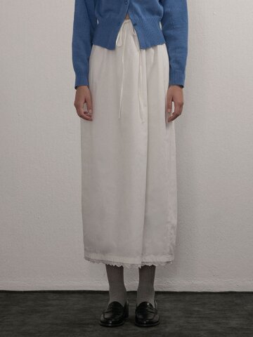[카미노] LACE BANDING LONG SKIRT WHITE