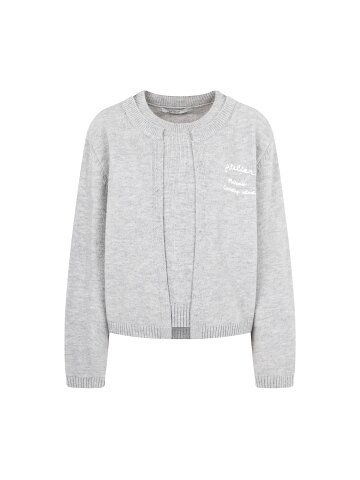 레터링 자수 레이어 풀오버 니트 