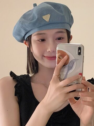 앙르 데님 여자 빵모자 봄 여름 베레모 화가모자