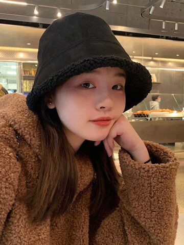 허니젠 양털 뽀글이 버킷햇 겨울 방한 벙거지 모자