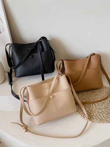 엘린 여성 대학생 스퀘어 가죽 숄더백 쇼퍼백 버킷백 가방