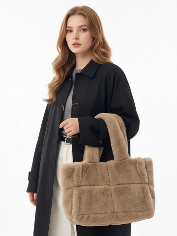 크리사 빅사이즈 부드러운 보부상 퍼 밍크 털 가방 숄더백