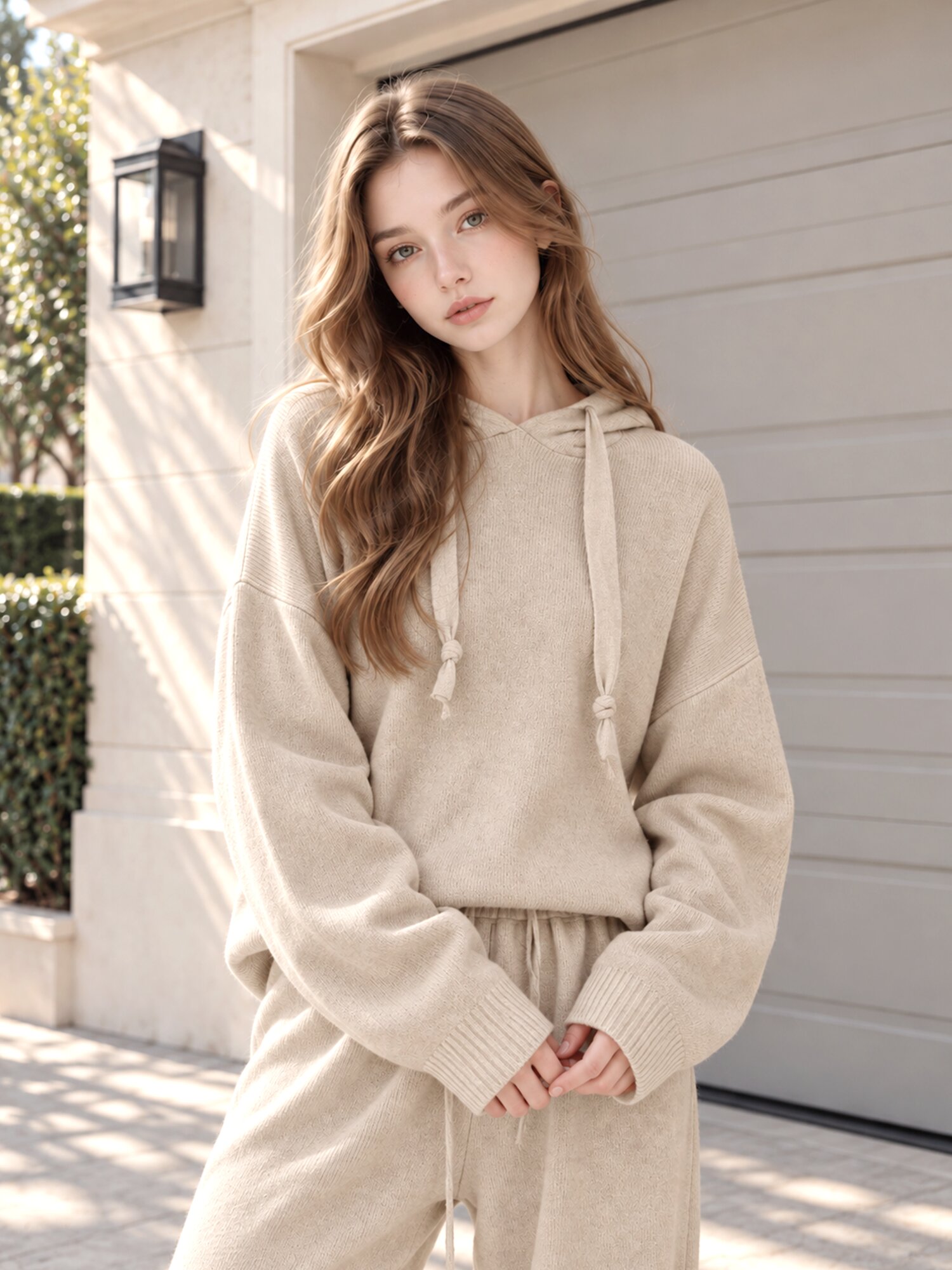 [SET] 루즈핏 후드 티+팬츠 니트 셋업 (4colors)
