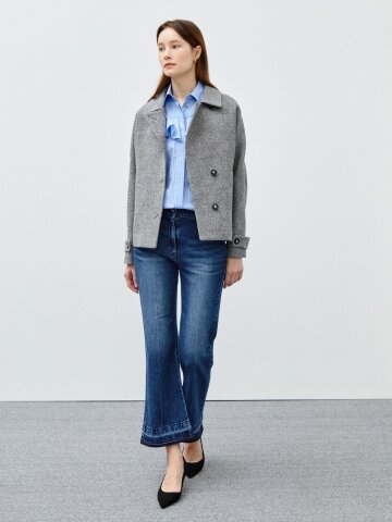 디테일 워싱 부츠컷 데님 팬츠 