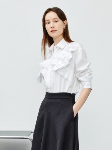 러플 디테일 셔츠 블라우스 