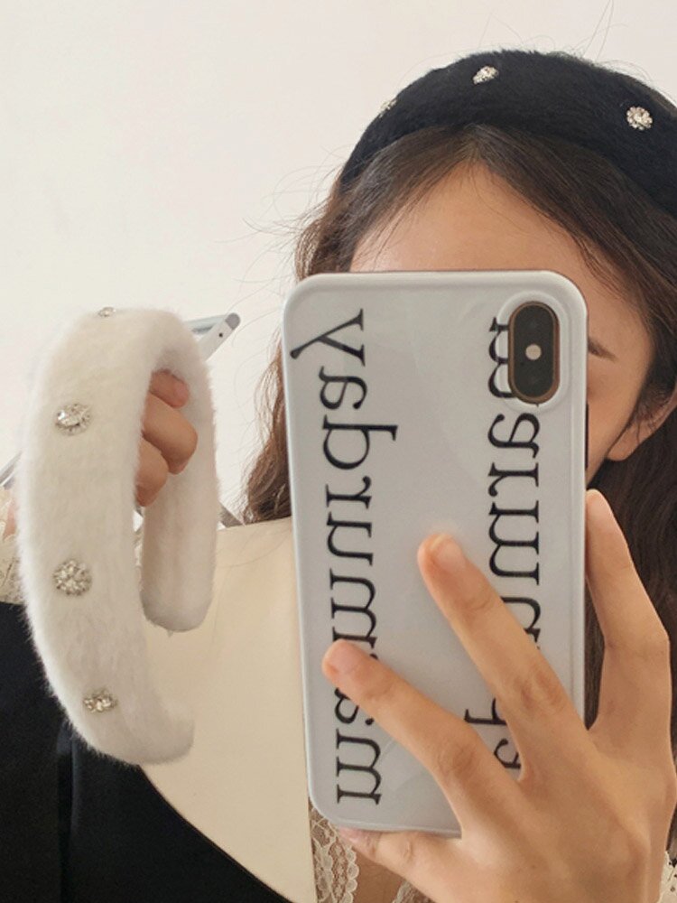 블랙 소프트 큐빅 도툼한 페이크퍼 밍크 헤어밴드 머리띠