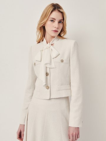 글리터 쥬얼 버튼 크롭 재킷 