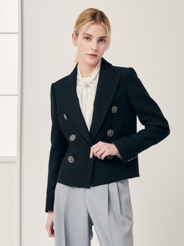 트위드 더블 쥬얼 버튼 재킷 