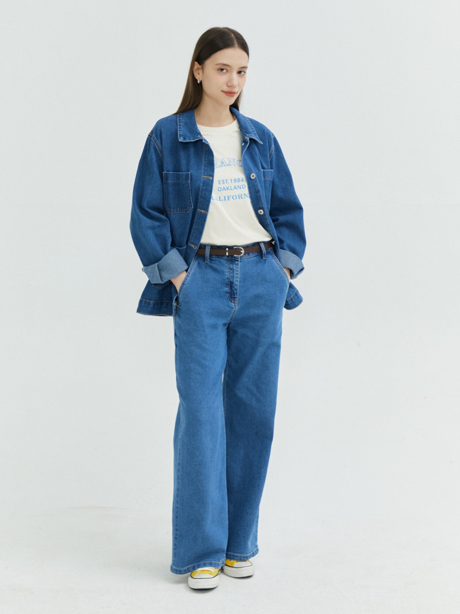 패치 포켓 칼라 데님 재킷 (BLUE)