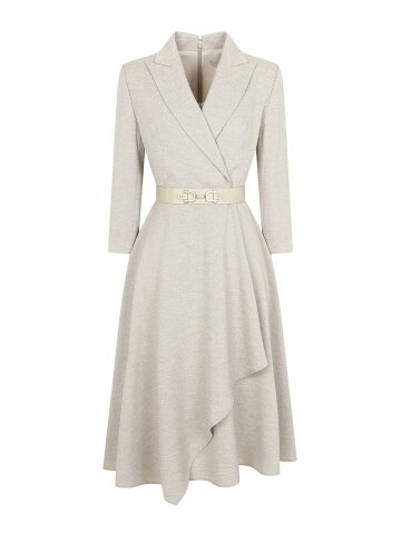 드레이프 피크드 플레어 원피스 