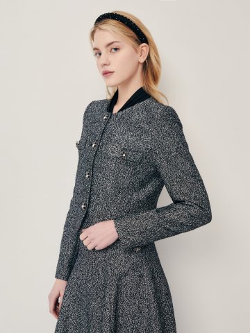 글리터 쥬얼 버튼 크롭 재킷 