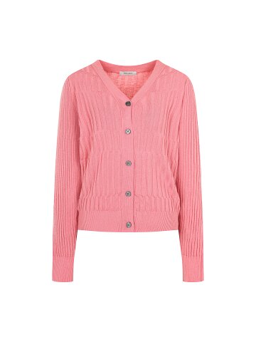 울 골지 믹스 브이넥 가디건 