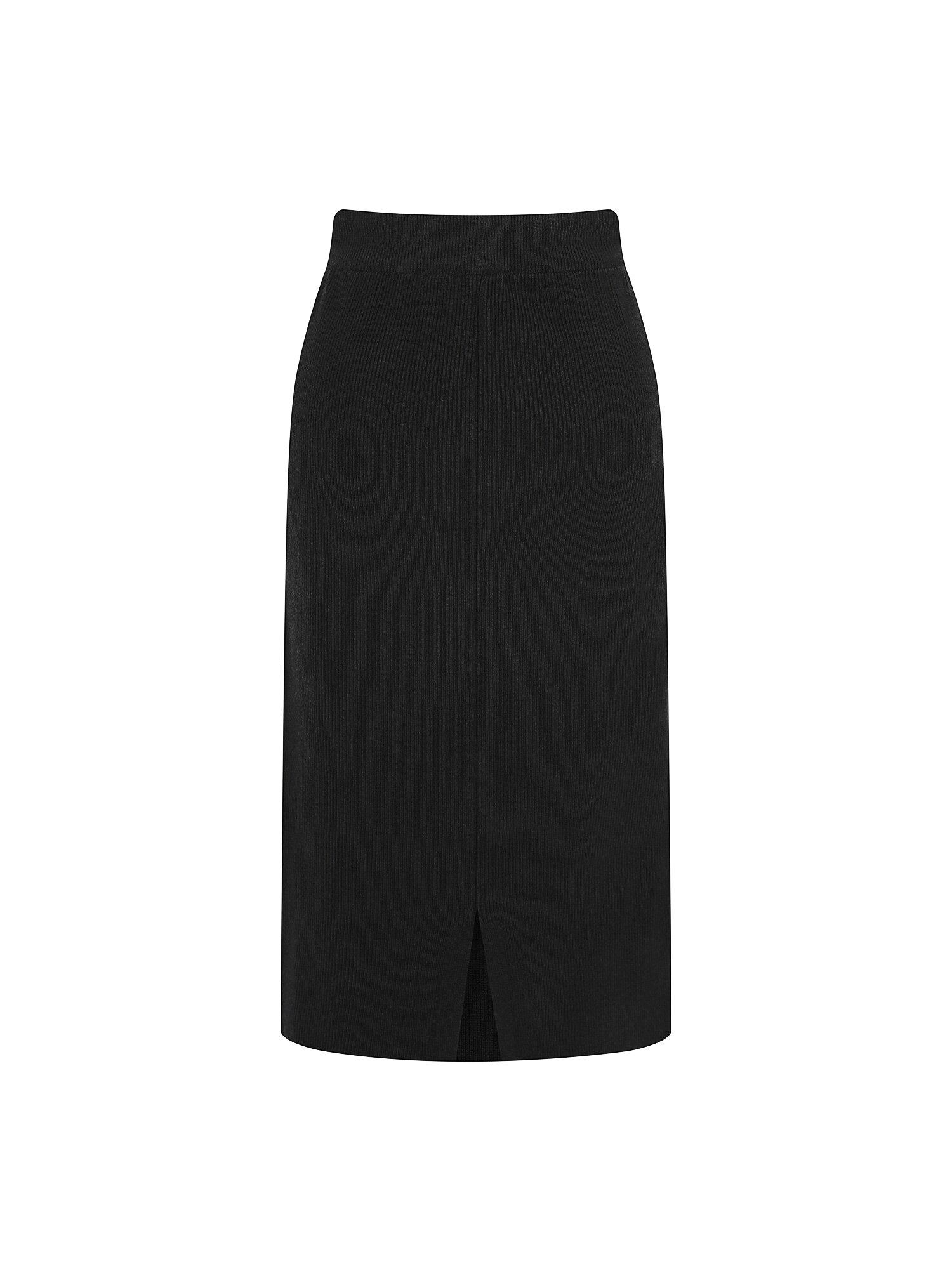 골지 스트링 밴딩 니트 스커트 (BLACK)