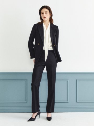 울 슬림 세미 부츠컷 팬츠 