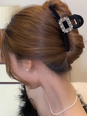 써니 꼬임 우아한 벨벳 큐빅 올림머리 헤어 집게핀