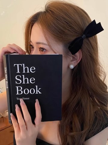 유리카 블랙 새틴 벨벳 리본 집게핀 고급 포인트 미니 헤어클립