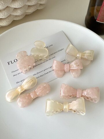 미셀 프랑스핀 2개1세트 앞머리 리본 헤어 클립 미니 집게핀