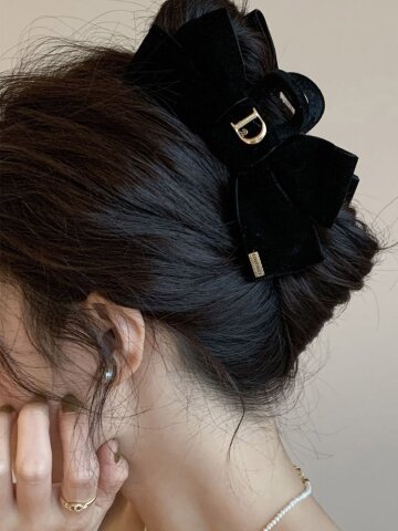 아일래 이중리본 올 벨벳 왕리본 집게핀 대 왕 집게삔