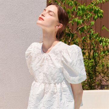 [카미노] SUMMER PUFF HALF SLEEVE BLOUSE  3COLOR