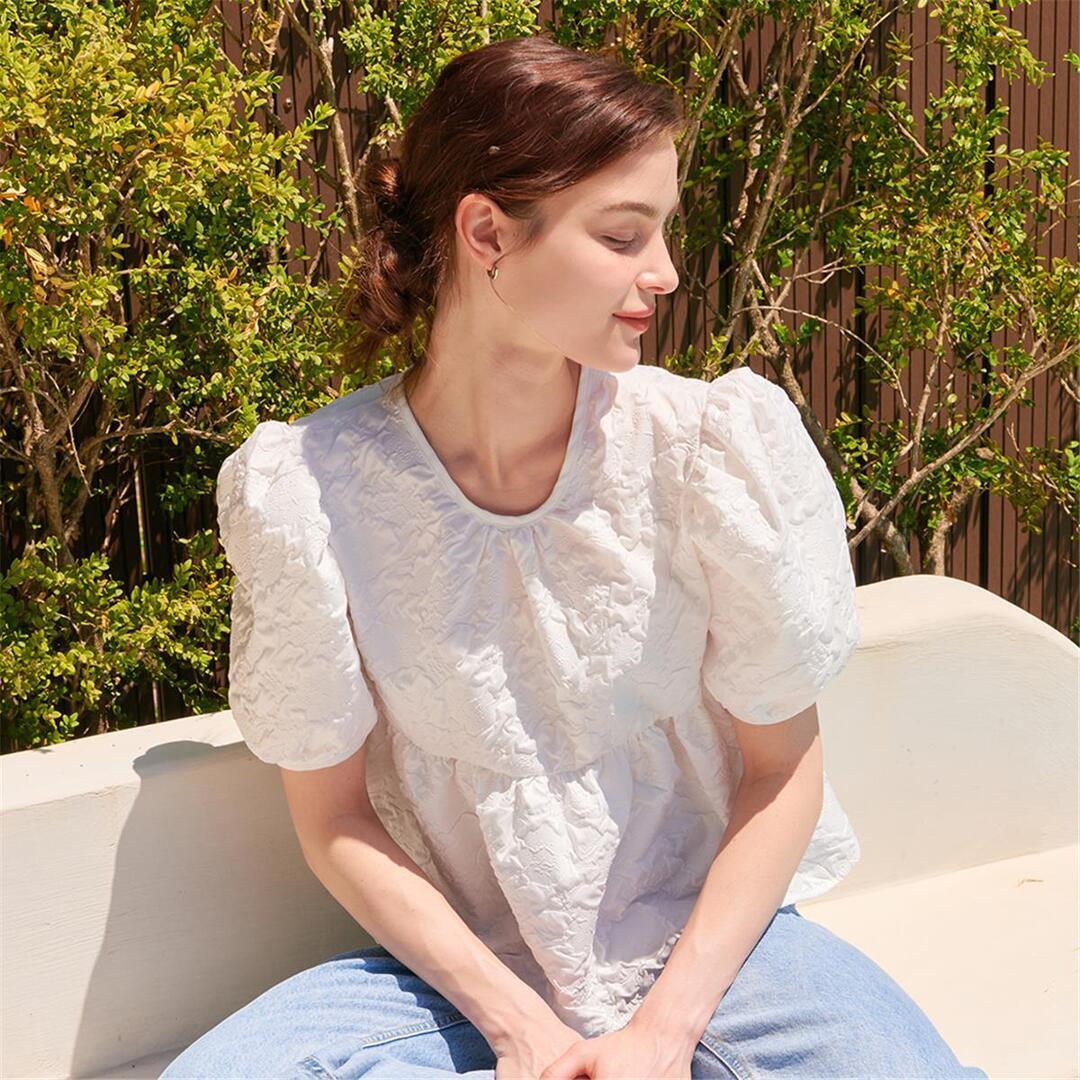 [카미노] SUMMER PUFF HALF SLEEVE BLOUSE  3COLOR
