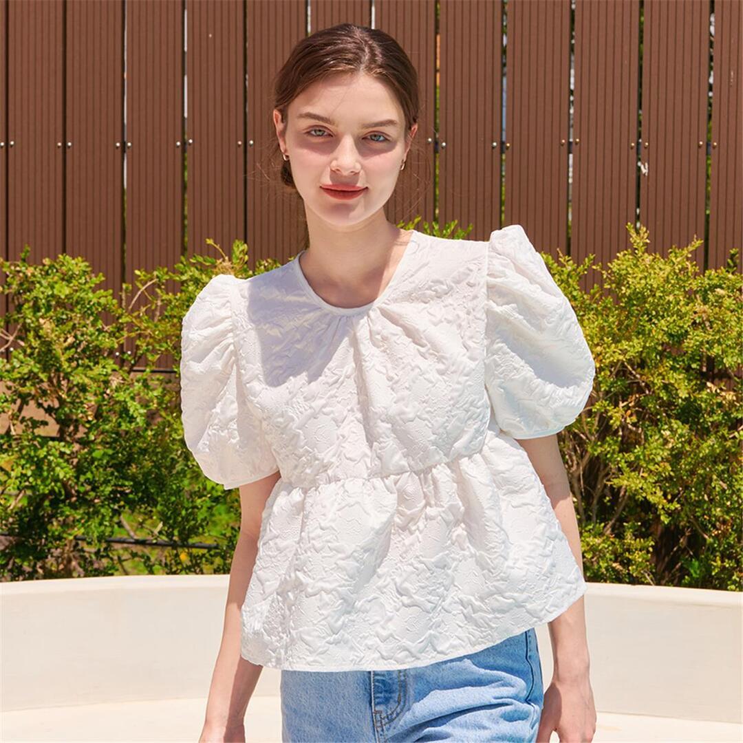 [카미노] SUMMER PUFF HALF SLEEVE BLOUSE  3COLOR