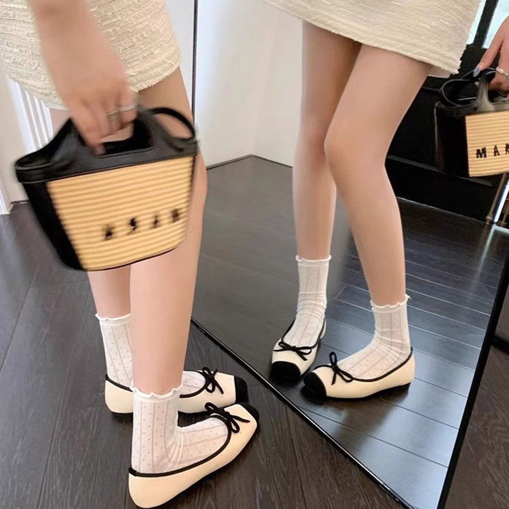 리엘린 프릴 메쉬 레이스 시스루 골지 양말 봄 여름 무압박