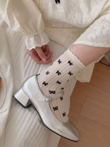 에린 레이스양말 프릴 시스루 리본 여름 스타킹 망사양말