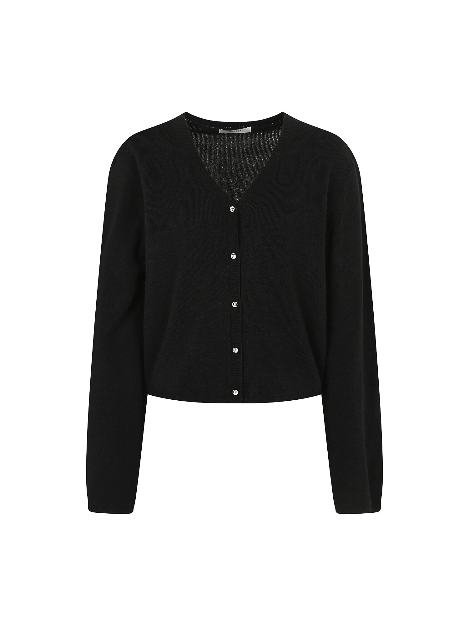 울 브이넥 크롭 가디건 (BLACK)
