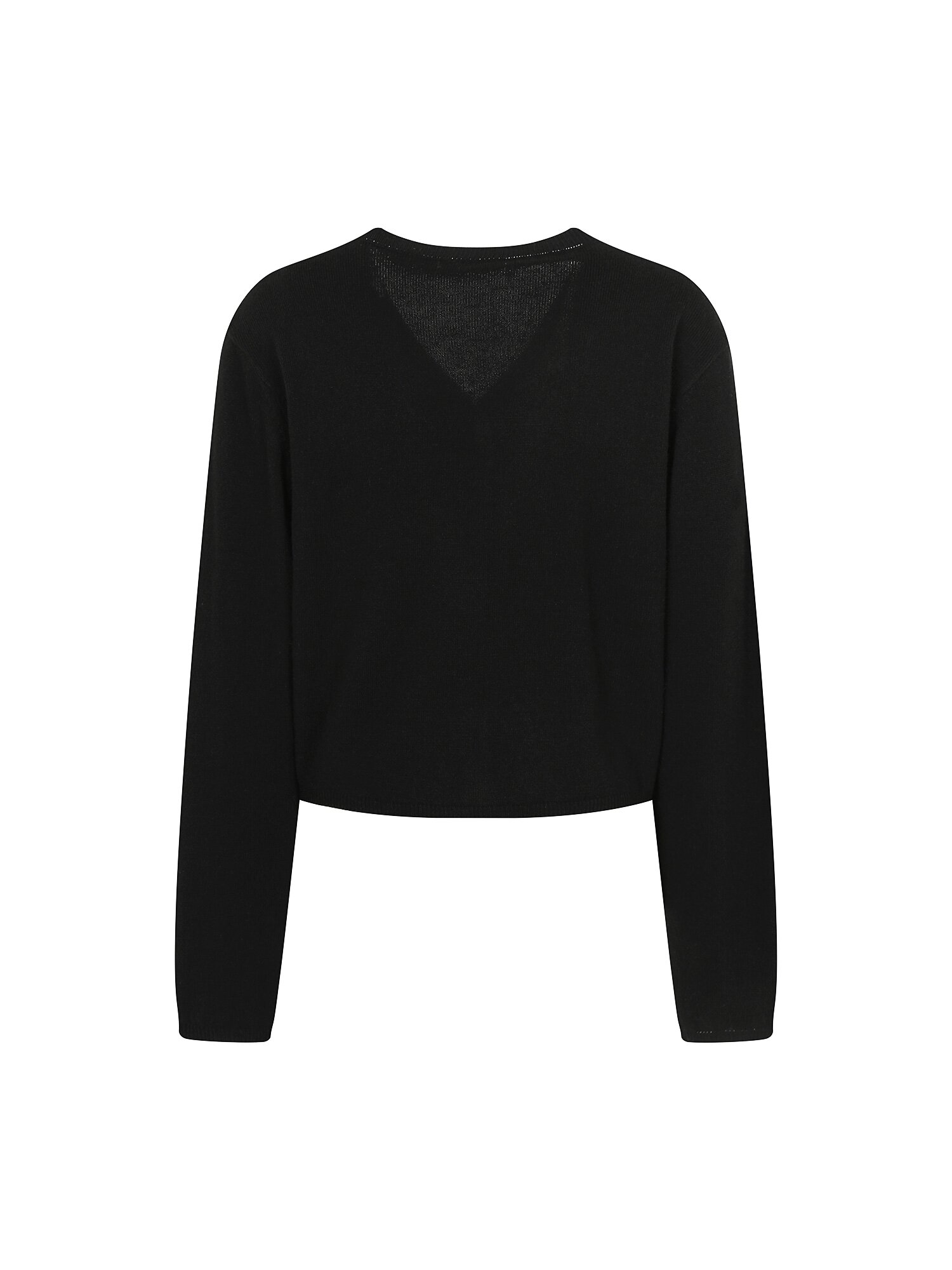 울 브이넥 크롭 가디건 (BLACK)
