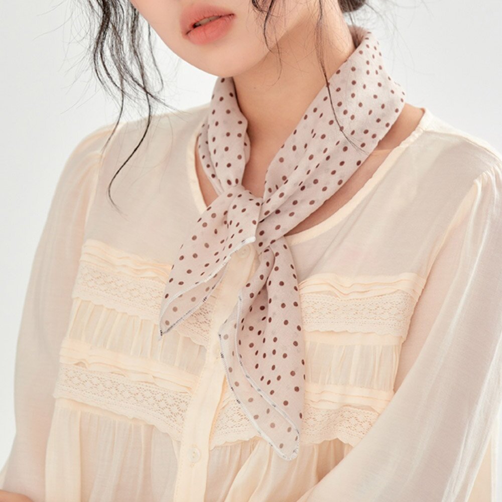 비도린 여성 사각 잔잔한 플라워패턴 미니 쁘띠 면 스카프