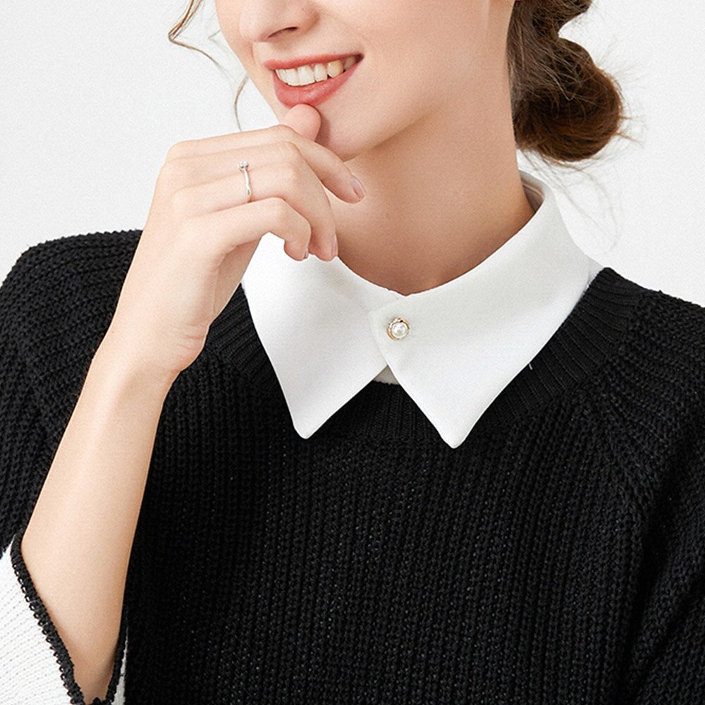 헵번 페이크카라 넥 케이프 블라우스